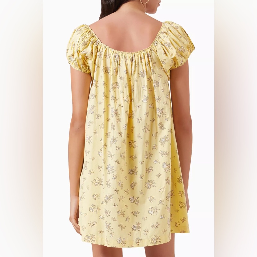 DOEN Julie Mini Dress in Sunshine Bouton De Rose Print, Size Large - Picture 3 of 11